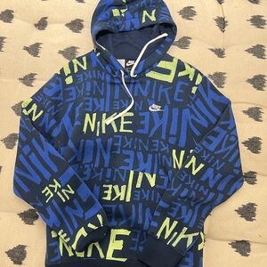 NWOT Nike Navy and Lime Graphic Hoodie